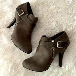 Dark Gray Faux Suede Ankle Booties Size 8.5